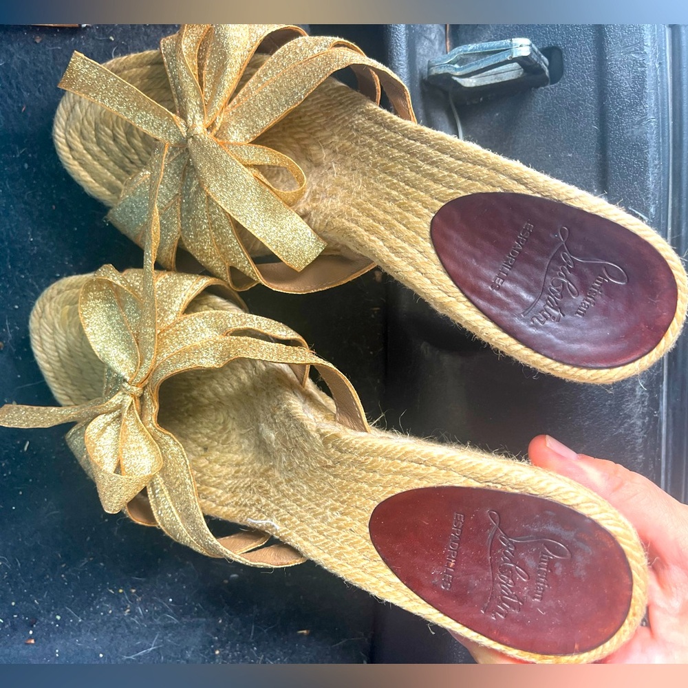 VINTAGE + RARE Louboutin Wedge Sandals - Size 8